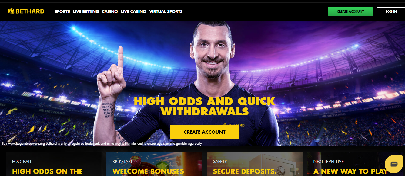 Bet Hard Sportsbook HomePage