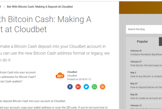 CloudBet Deposit Methods