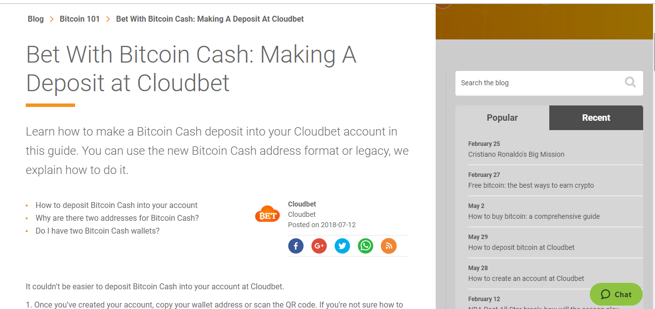 CloudBet Deposit Methods