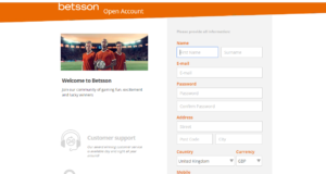 Betsson Online Sportsbook Review page