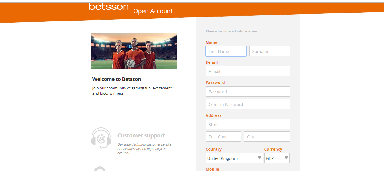 Betsson Signing Up 